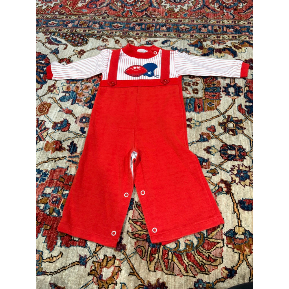 Vintage Health-Tex Baseball Crab Longall Romper Red Striped USA 18 Months